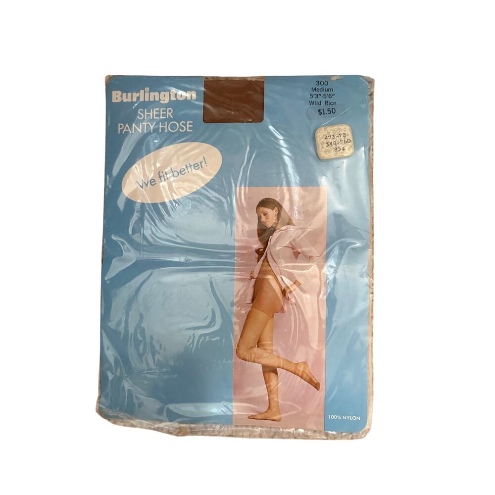 Vintage Burlington Sheer Pantyhose Medium Wild Rice 100% Nylon NOS Sealed